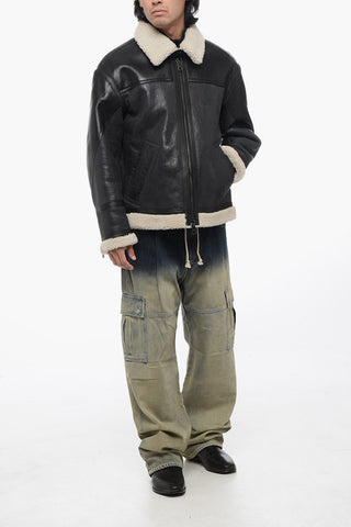 SLIM CURLY CRACKED SHEEPSKIN JACKET
