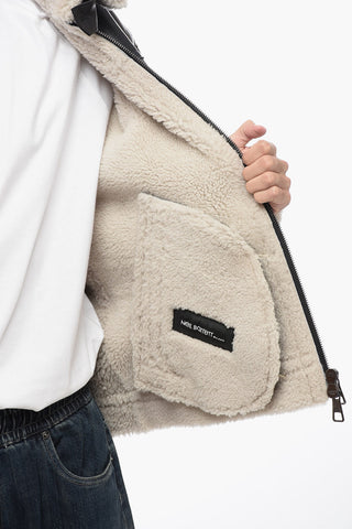SLIM CURLY CRACKED SHEEPSKIN JACKET
