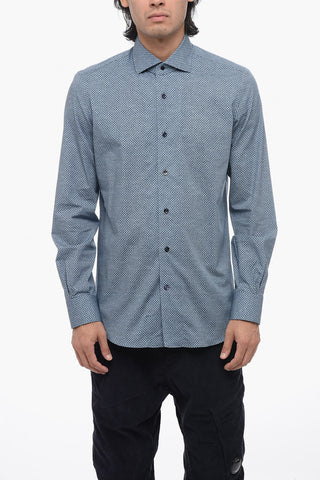 Printed Cotton Shirt with Spread Collar
