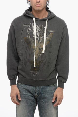 Cotton Hoodie with Embossed Embroidery Maxi