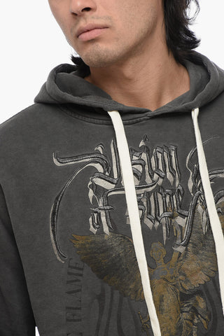 Cotton Hoodie with Embossed Embroidery Maxi