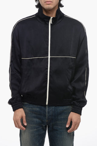 Felpa Track in Satin con Full Zip Frontale