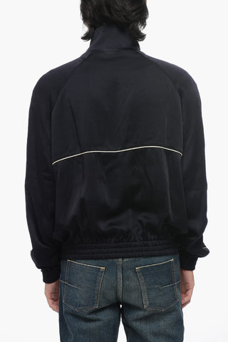 Satin Track Sweatshirt with Front Full Zip