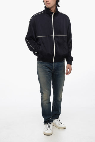 Felpa Track in Satin con Full Zip Frontale