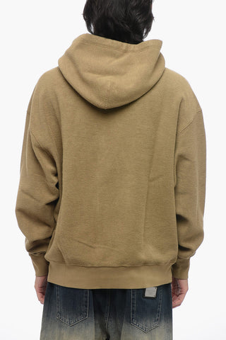 Felpa Hoodie in Cotone Reverse con Stampa