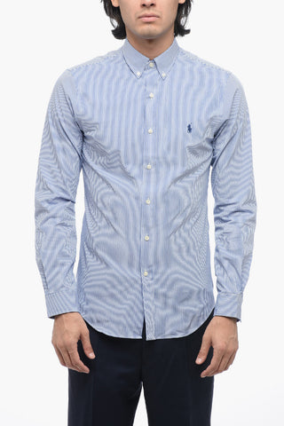 Striped Cotton Slim Fit Shirt with Button-down Collar