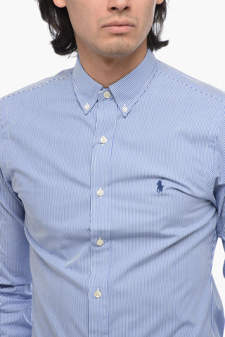 Striped Cotton Slim Fit Shirt with Button-down Collar