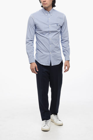 Striped Cotton Slim Fit Shirt with Button-down Collar
