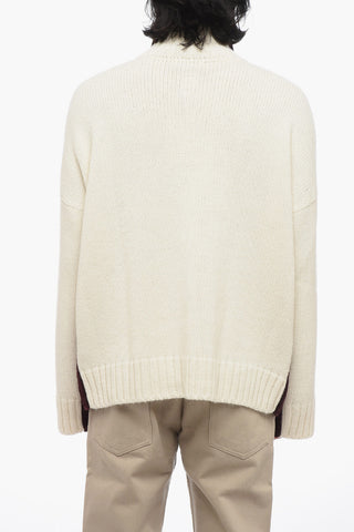 Pullover Bicolore in Lana con Taschino a Contrasto