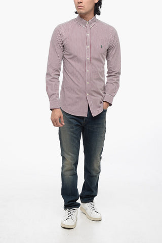 Striped Slim Shirt with Button-down Collar