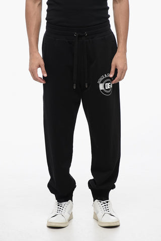 Brushed Cotton Sweatpants with Printed Logo