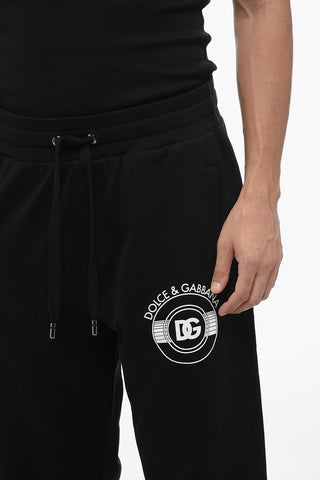 Brushed Cotton Sweatpants with Printed Logo