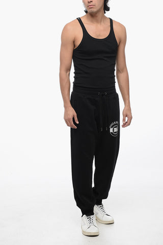 Brushed Cotton Sweatpants with Printed Logo