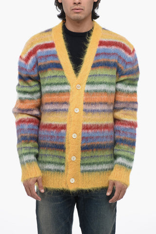 FUZZY WUZZY Mohair Blend Cardigan with Striped Motif