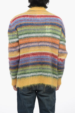 FUZZY WUZZY Mohair Blend Cardigan with Striped Motif