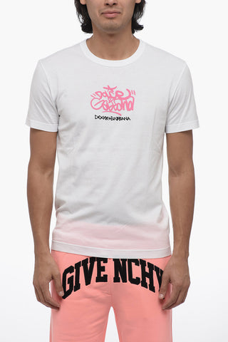 GRAFFITI Crew Neck Cotton T-Shirt with Print