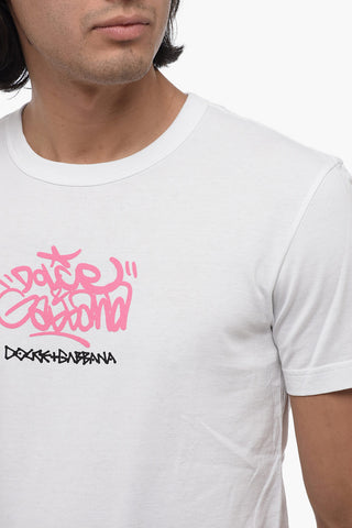 GRAFFITI Crew Neck Cotton T-Shirt with Print