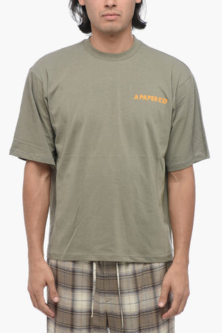 T-Shirt Girocollo in Tinta Unita con Logo Stampato