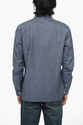 Button-down Cotton Shirt with Logoed Breast-pocket