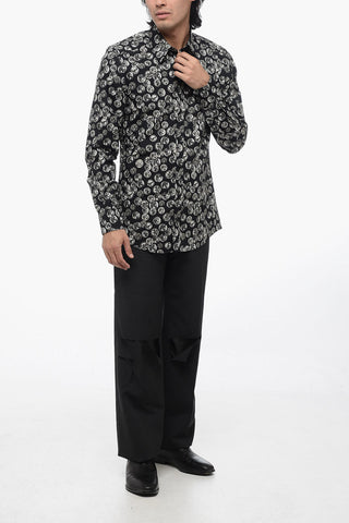 MARTINI Printed Cotton Shirt with Bowling Collar