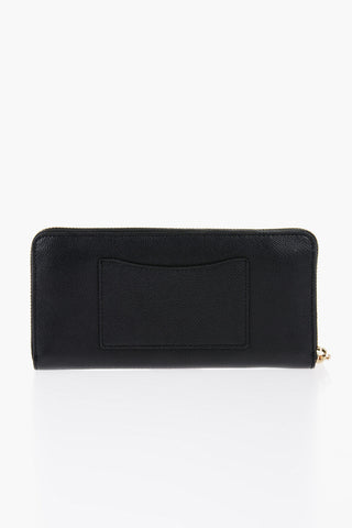 Textured Leather Wallet with External Pocket