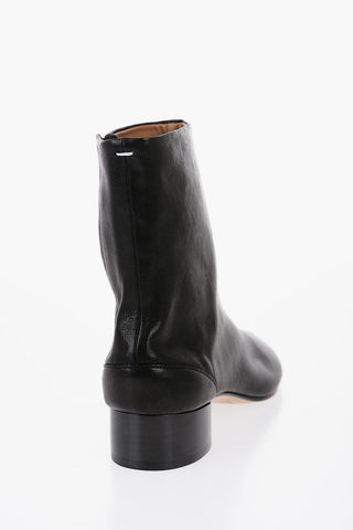 MM22 Textured Leather TABI Ankle Boots