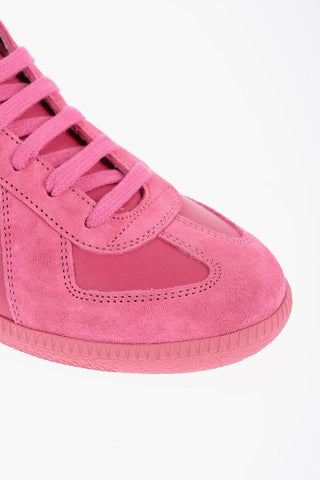 MM22 Solid Color Leather Low-Top Sneakers with Suede Trims