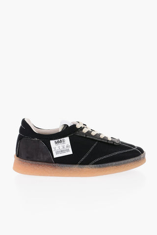 MM6 Vintage Effect Low-Top Sneakers with Contrasting Strings