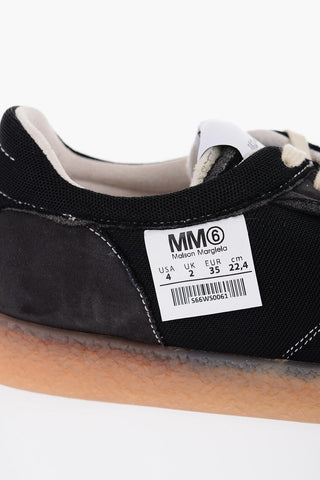 MM6 Vintage Effect Low-Top Sneakers with Contrasting Strings