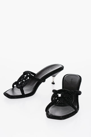 Suede PAVE GEO BOMBE Sandals with Rhinestone 5,5cm