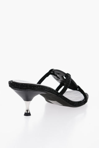 Suede PAVE GEO BOMBE Sandals with Rhinestone 5,5cm