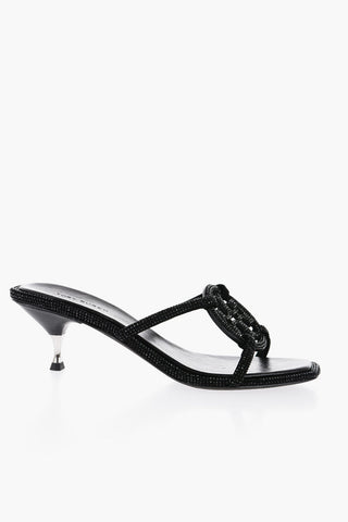 Suede PAVE GEO BOMBE Sandals with Rhinestone 5,5cm