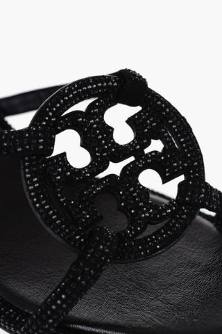 Suede PAVE GEO BOMBE Sandals with Rhinestone 5,5cm