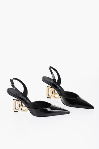 Patent Leather LOLLO Slingback With Monogram Heel 10cm
