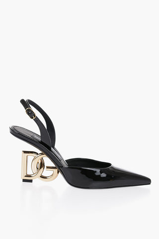 Patent Leather LOLLO Slingback With Monogram Heel 10cm