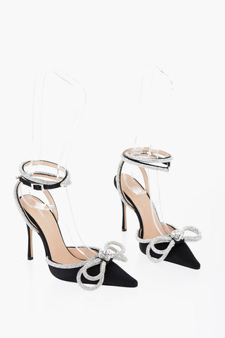 Satin DOUBLE BOW Pumps with Rhinestone Details 11,5cm