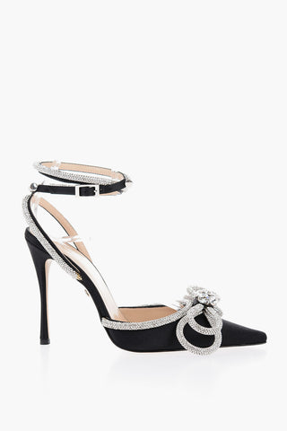 Satin DOUBLE BOW Pumps with Rhinestone Details 11,5cm