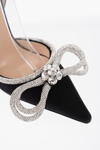 Satin DOUBLE BOW Pumps with Rhinestone Details 11,5cm
