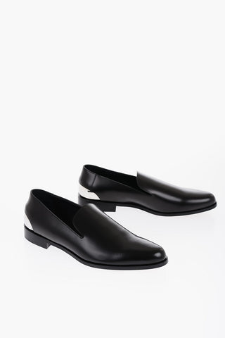 Leather Loafers with Silver-Effect Detail