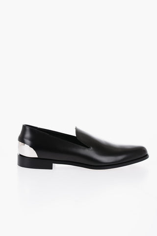 Leather Loafers with Silver-Effect Detail