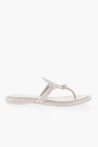 Sandali a Infradito in Pelle con All Over Strass
