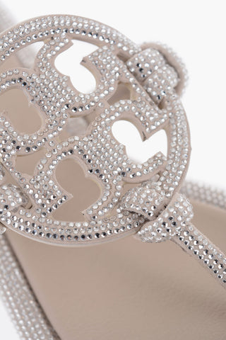 Sandali a Infradito in Pelle con All Over Strass