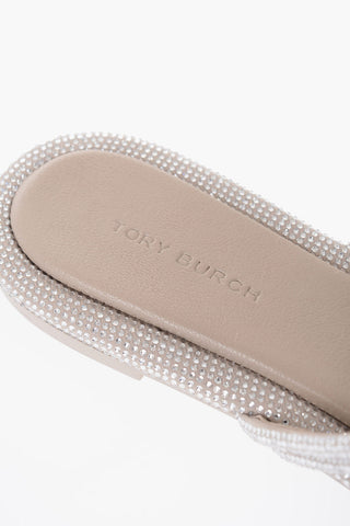 Sandali a Infradito in Pelle con All Over Strass