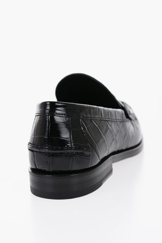 Crocodile Effect Leather With golden Effect Horsebite