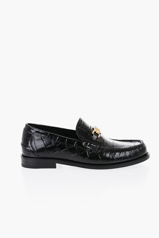 Crocodile Effect Leather With golden Effect Horsebite