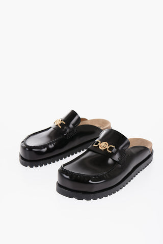 Leather Mules with Golden Horsebite