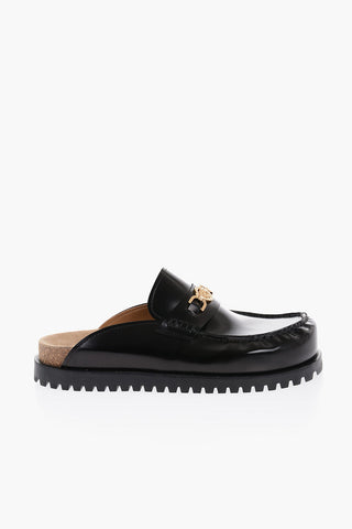 Leather Mules with Golden Horsebite