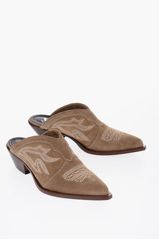 Suede Western Mules with Heel 5,5cm