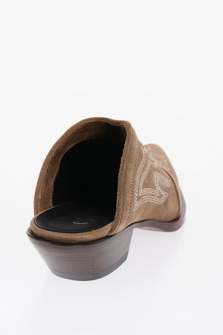 Suede Western Mules with Heel 5,5cm