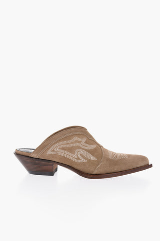 Suede Western Mules with Heel 5,5cm
